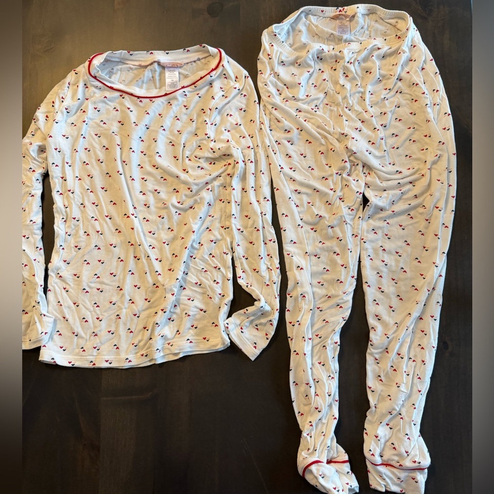 Eberjey Kids TENCEL Modal Unisex Long PJ Set in Triple Heart Size 10